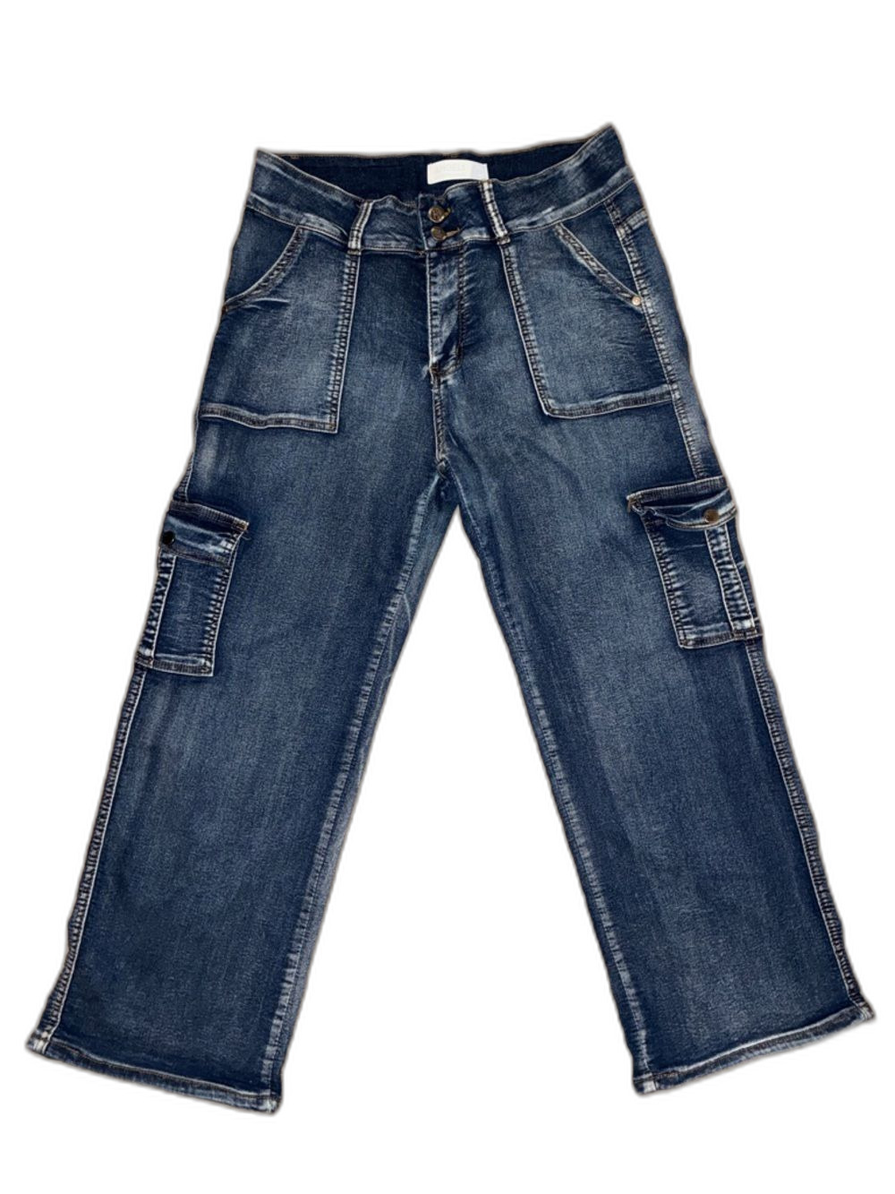 Angels of Difference Women’s Dark Wash Cargo Denim Jeans – Size 14P